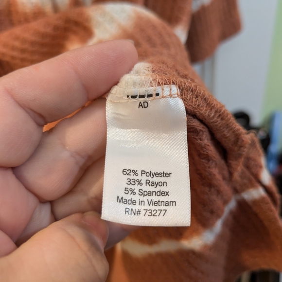 Sonoma Rust and White Tie-Dye Waffle Henley - Picture 7 of 12